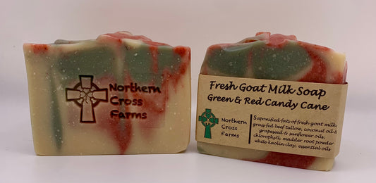Green & Red Candy Cane Fresh Goat Milk Soap