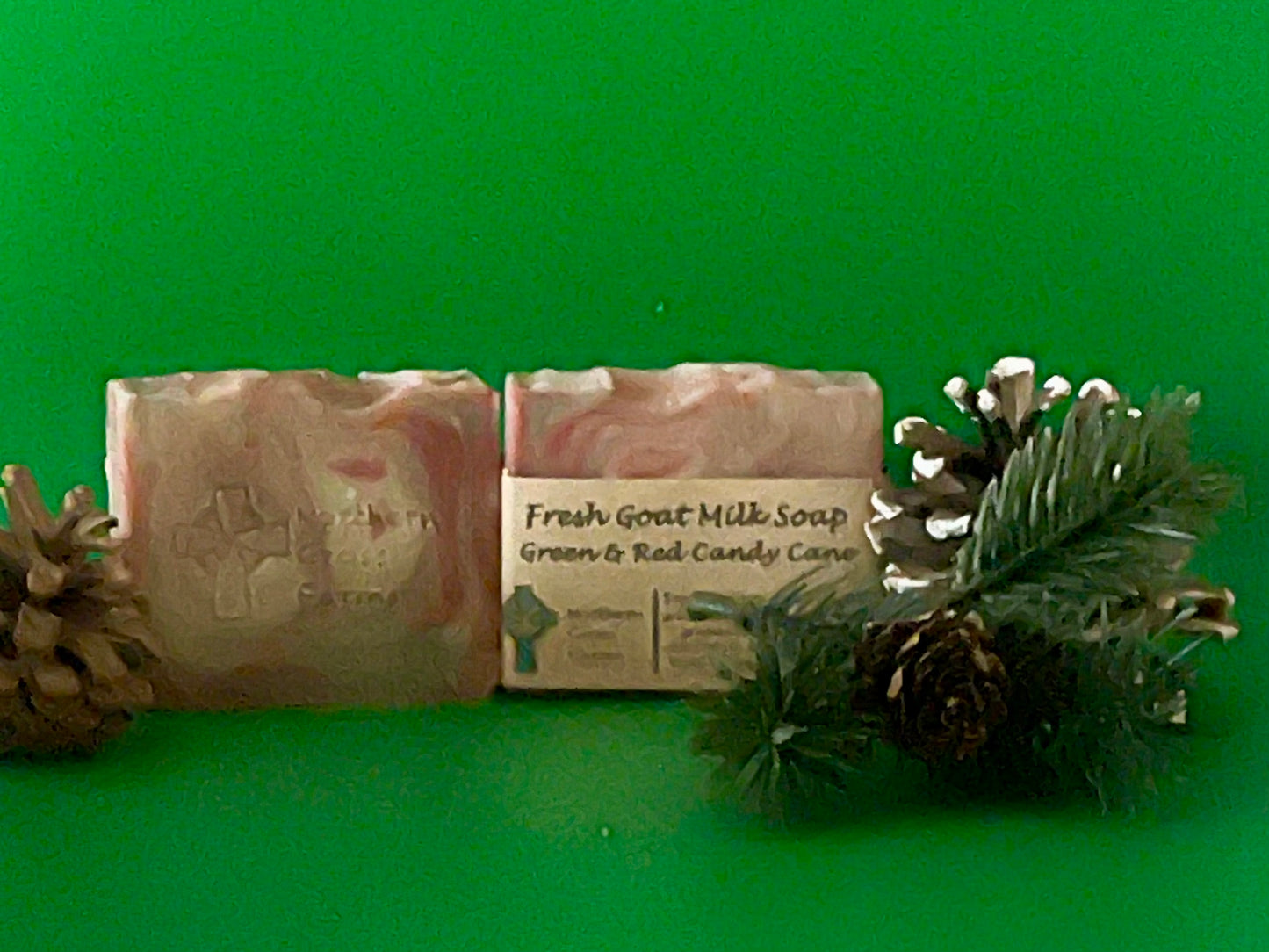 Green & Red Candy Cane Fresh Goat Milk Soap